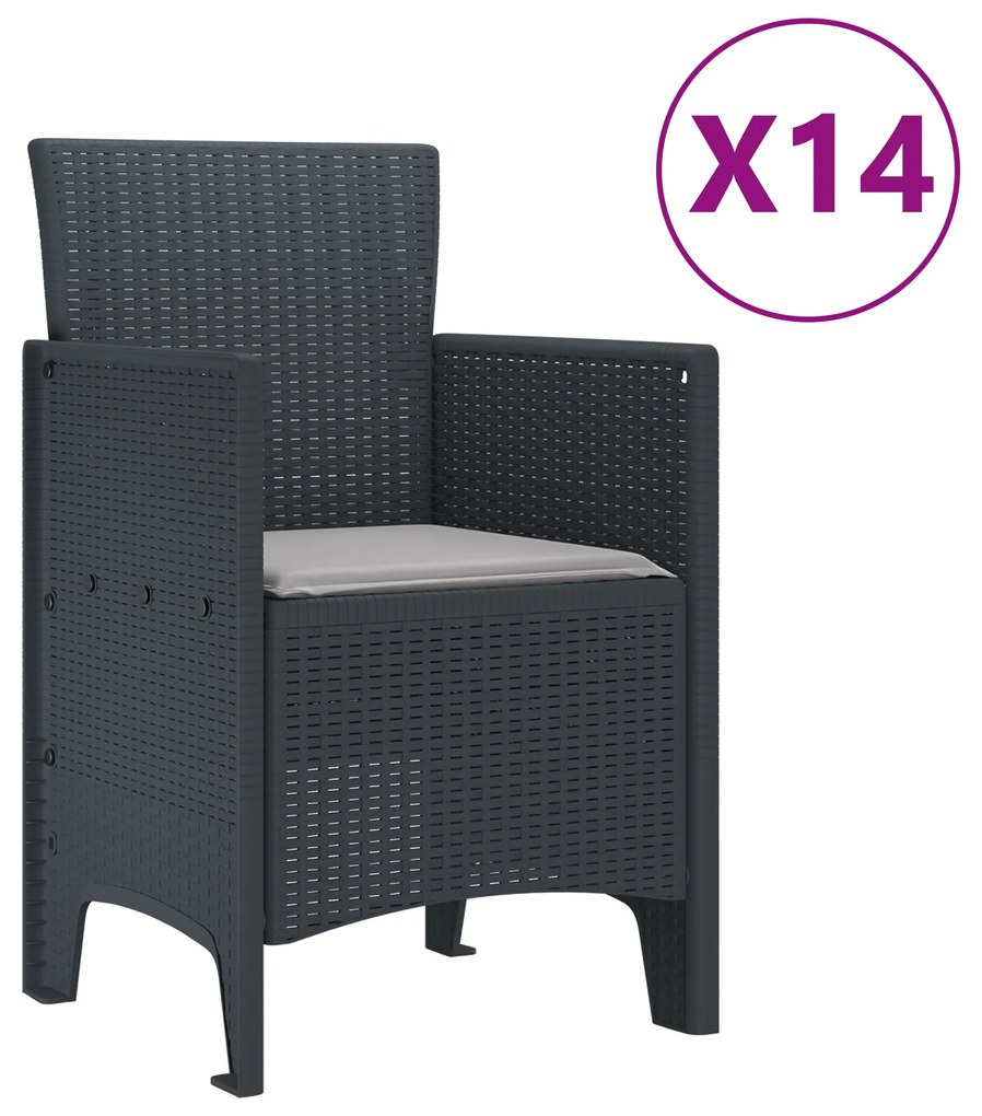 vidaXL Σετ Φαγητού με Μαξιλάρια 15 pcs Ανθρακί 14 Ατόμων