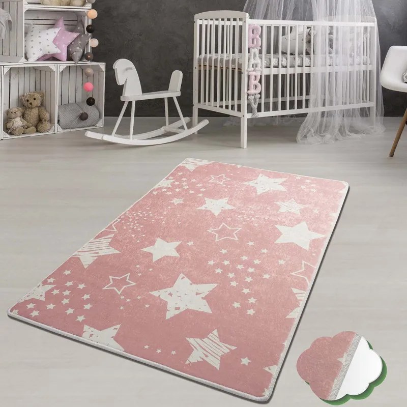 Χαλί Chilai Home 876CHL1121, 100x160 cm, Με απαλή βελούδινη υφή με αντιβακτηριδιακό γυαλιστερό νήμα, Ροζ
