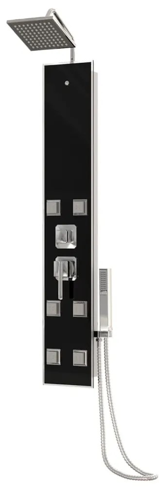 vidaXL Στήλη Ντους Υδρομασάζ Μαύρη 18 x 45,5 x 130 εκ. από Γυαλί