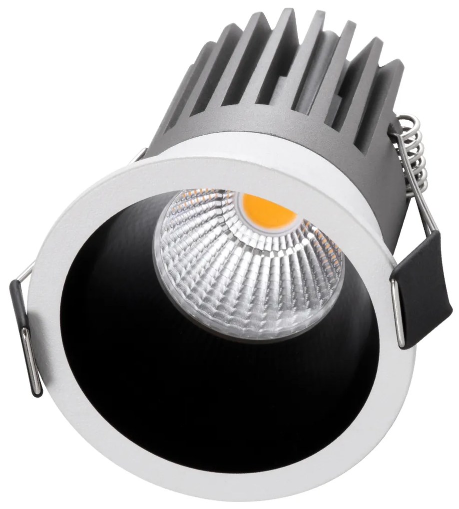 GloboStar MICRO-B 60241 Χωνευτό LED Spot Downlight TrimLess Φ6cm 7W 875lm 38° AC 220-240V IP20 Φ6 x Υ7.8cm - Στρόγγυλο - Λευκό με Μαύρο Κάτοπτρο - Θερμό Λευκό 2700K - Bridgelux COB - 5 Years Warranty