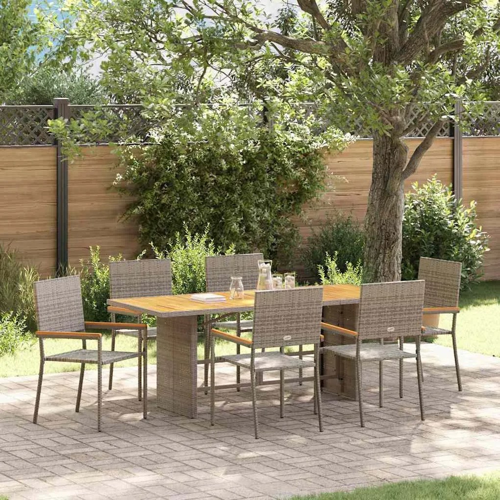 vidaXL Σέτ φαγητού για κήπο 7 pcs Γκρι 190 x 80 x 75 εκ.