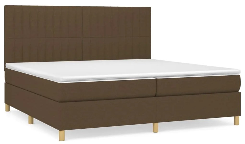 Κρεβάτι Boxspring με Στρώμα Σκούρο Καφέ 200x200 εκ. Υφασμάτινο - Καφέ