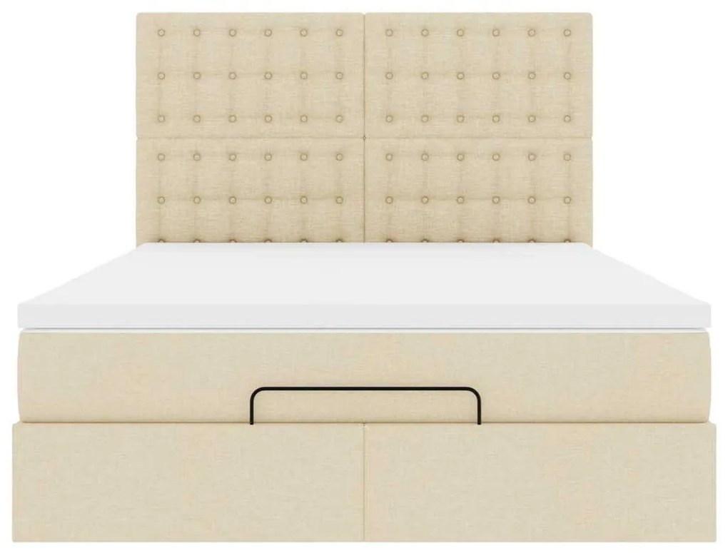 vidaXL Οθωμανικό κρεβάτι με στρώμα Cream 140x200cm ύφασμα
