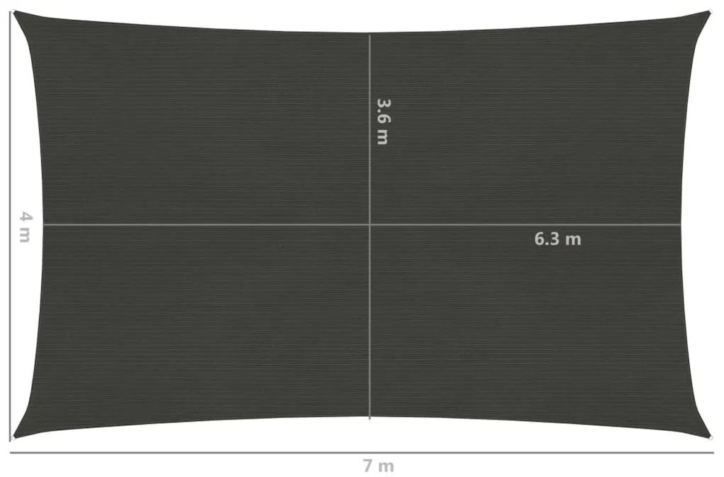 vidaXL Πανί Σκίασης Ανθρακί 4 x 7 μ. από HDPE 160 γρ./μ²