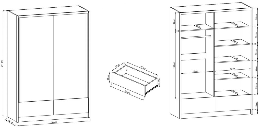 Ντουλάπα συρόμενη Ariadne-Mauro-154x62x214