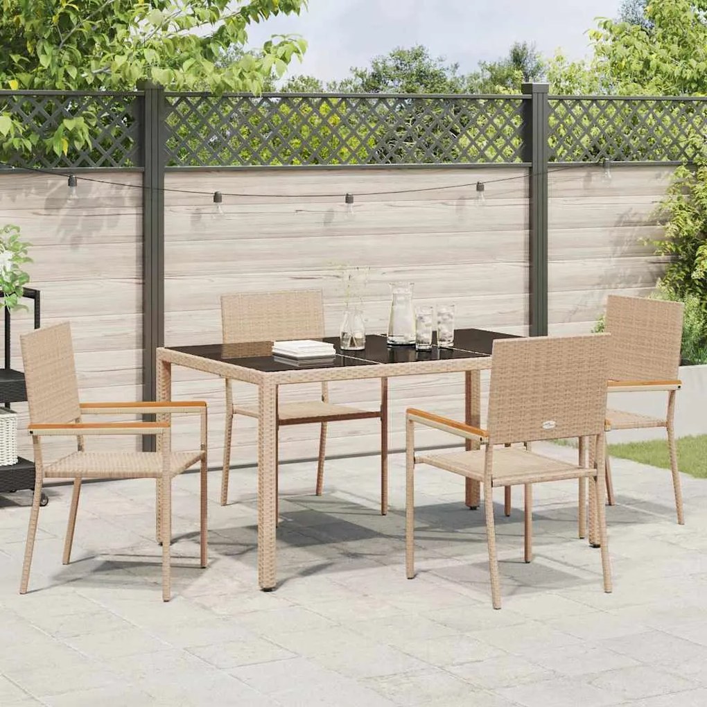 vidaXL Σέτ φαγητού για κήπο 5 pcs Μπεζ 150 x 90 x 75 cm