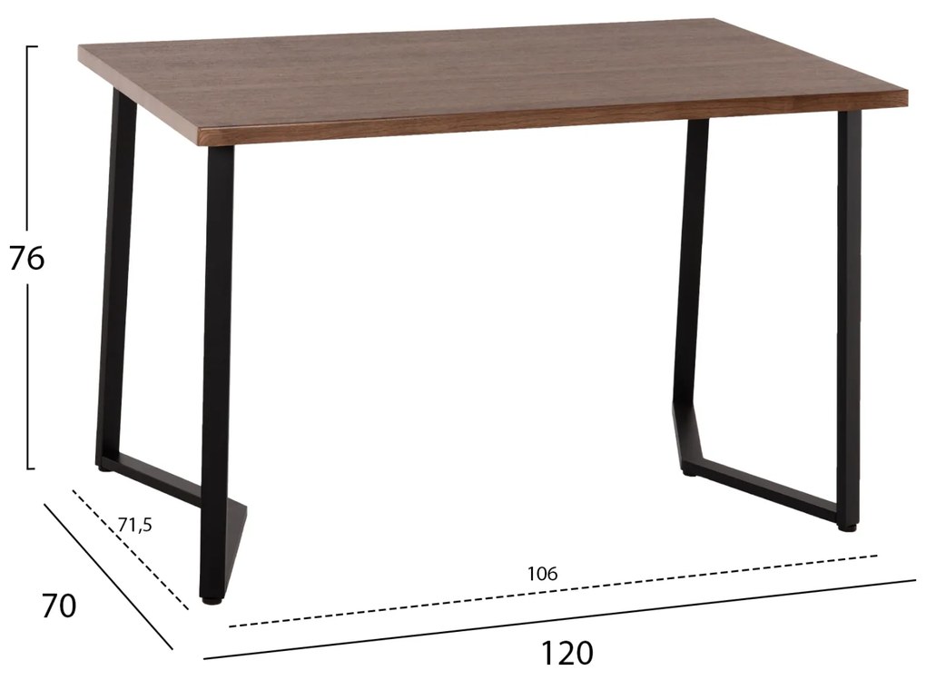 ΤΡΑΠΕΖΙ ΤΡΑΠΕΖΑΡΙΑΣ JAY HM9531 MDF ΚΑΡΥΔΙ-ΜΑΥΡA ΜΕΤΑΛΛΙΚΑ ΠΟΔΙΑ 120x70x76Υεκ. - 0534983 - HM9531