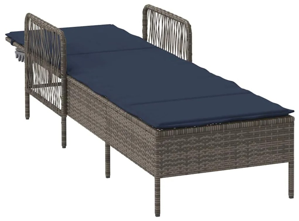 vidaXL Ξαπλώστρα Γκρι και Navy Blue 55 x 200 x 92 εκ. συνθετικό ρατάν