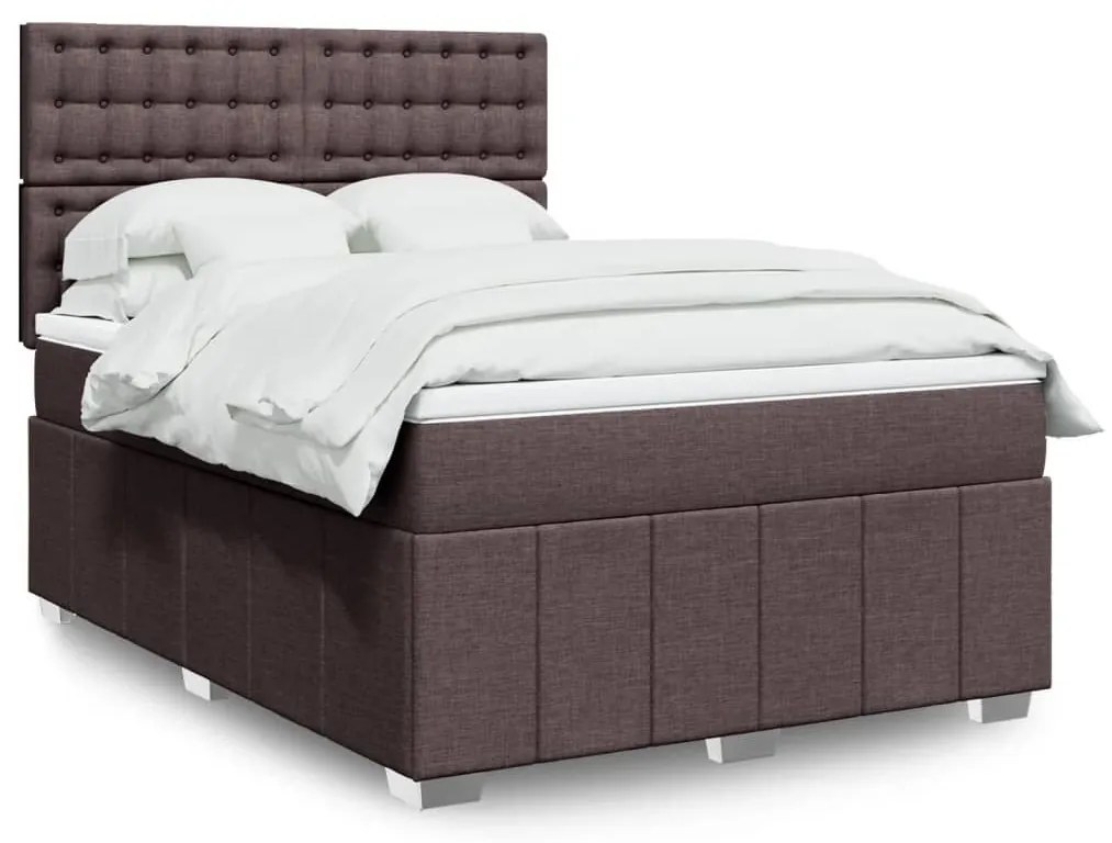 ΚΡΕΒΑΤΙ BOXSPRING ΜΕ ΣΤΡΩΜΑ ΣΚΟΥΡΟ ΚΑΦΕ 140X200 ΕΚ ΥΦΑΣΜΑΤΙΝΟ 3294008