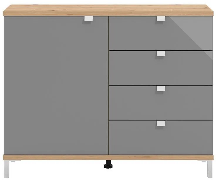 Κομότα Marbella 2K4F Γκρί Γραφίτης - Artisan Oak - Γκρί Βαμμένο Γυαλί 115.5x40x92 εκ. 115.5x40x92 εκ.