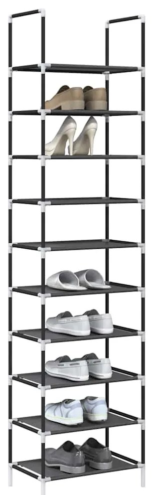 Ράφι παπουτσιών 10 επιπέδων μαύρο 44x28x180 cm