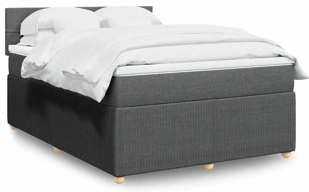 vidaXL Κρεβάτι Boxspring με Στρώμα Σκούρο Γκρι 160x200 εκ Υφασμάτινο