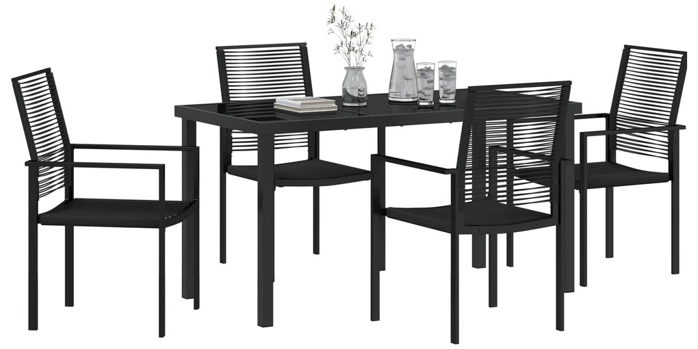vidaXL Σετ 5 Τεμαχίων Κηπουρικών Επίπλων Μαύρο PVC Rattan