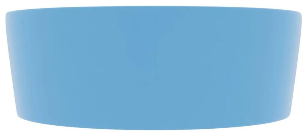 Νιπτήρας με Υπερχείλιση Γαλάζιο Ματ 36x13 εκ. Κεραμικός - Μπλε