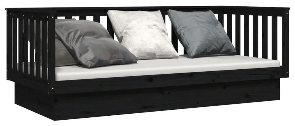 820387 Καναπές Κρεβάτι Μαύρο 100x200 εκ. από Μασίφ Ξύλο Πεύκου - Μαύρο