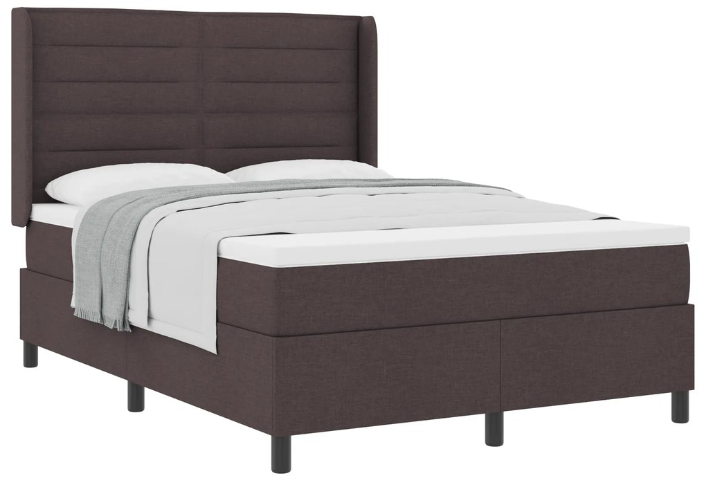 vidaXL Κρεβάτι Box Spring με Στρώμα Καφέ 140x190 εκ.