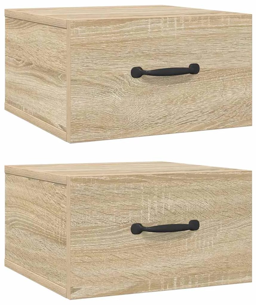 vidaXL Κομοδίνα Επιτοίχια 2 τεμ. Sonoma Δρυς 35 x 35 x 20 εκ.