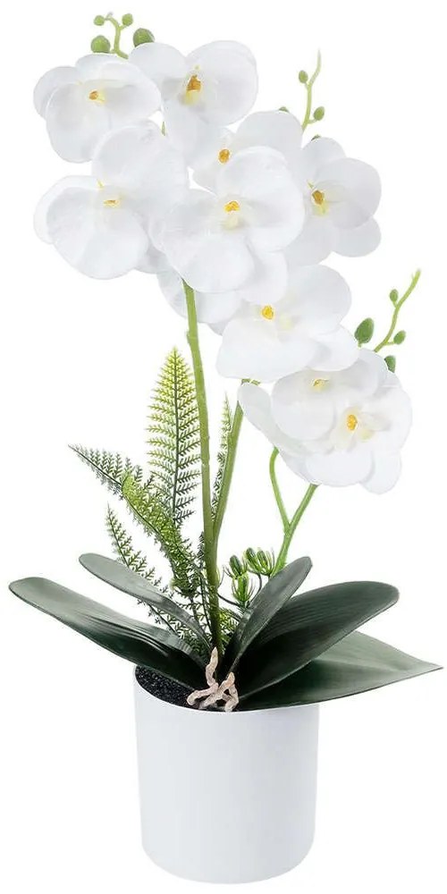 Τεχνητό Φυτό Σε Κασπώ Orchid 21076 Φ23x45cm White GloboStar Polyethylene