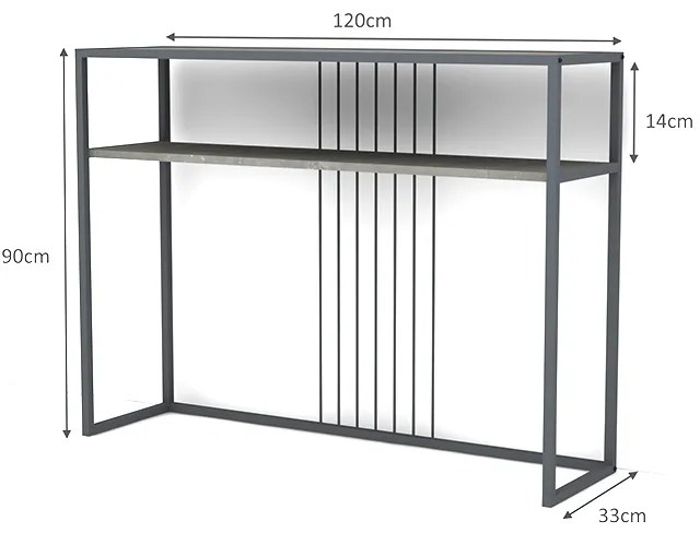 Κονσόλα Kary Megapap χρώμα γκρι σκυροδέματος 120x33x90εκ.