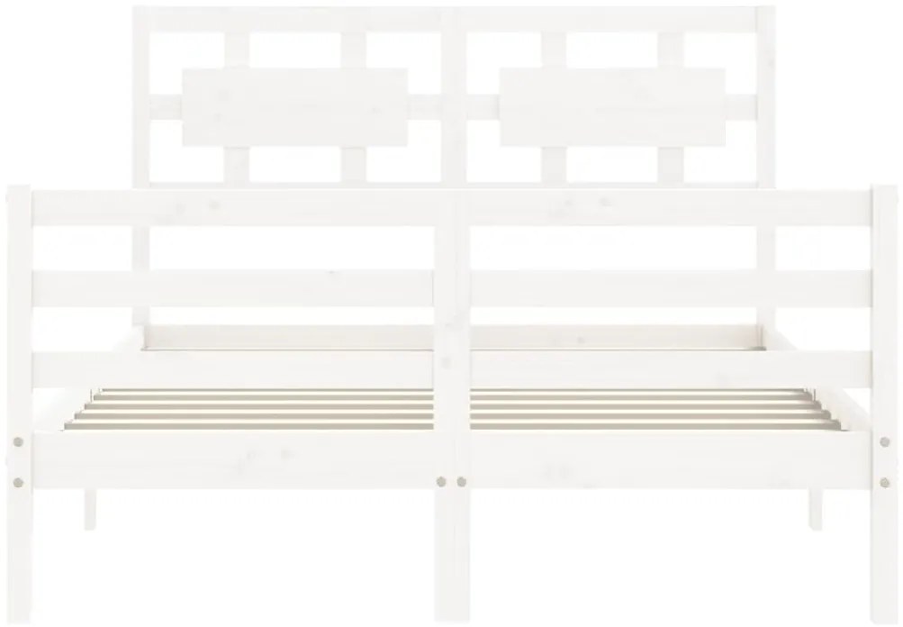 vidaXL Πλαίσιο Κρεβατιού με Κεφαλάρι Λευκό 120x200 εκ. Μασίφ Ξύλο
