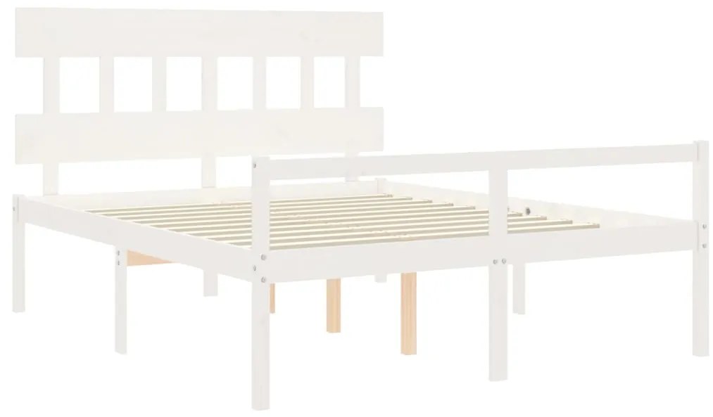 vidaXL Κρεβάτι Ηλικιωμένου με Κεφαλάρι 160 x 200 εκ. Λευκό Μασίφ Ξύλο