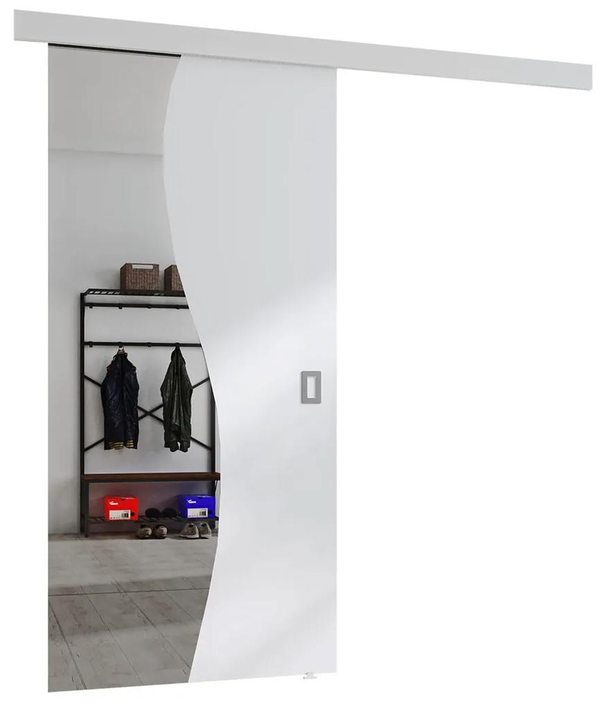Συρόμενες πόρτες Dover 151, 35 kg, Άσπρο, Πλαστικοποιημένη μοριοσανίδα, Καθρέφτης, Αλουμίνιο | Epipla1.gr