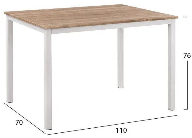 Σετ τραπεζαρίας C11013 5τμχ. με Τραπέζι Sonama 110x70x76εκ. &amp; Καρέκλες Vegas Λευκές