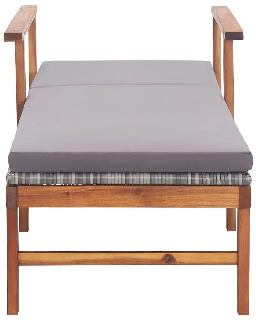 vidaXL Ξαπλώστρα Γκρι Συνθετικό Ρατάν & Μασίφ Ξύλο Ακακίας με Μαξιλάρι