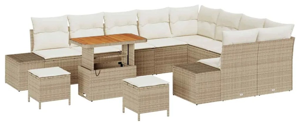 vidaXL Σετ Καναπέ Κήπου με αποθήκευση 12 pcs Μπεζ Πολυ ράταν