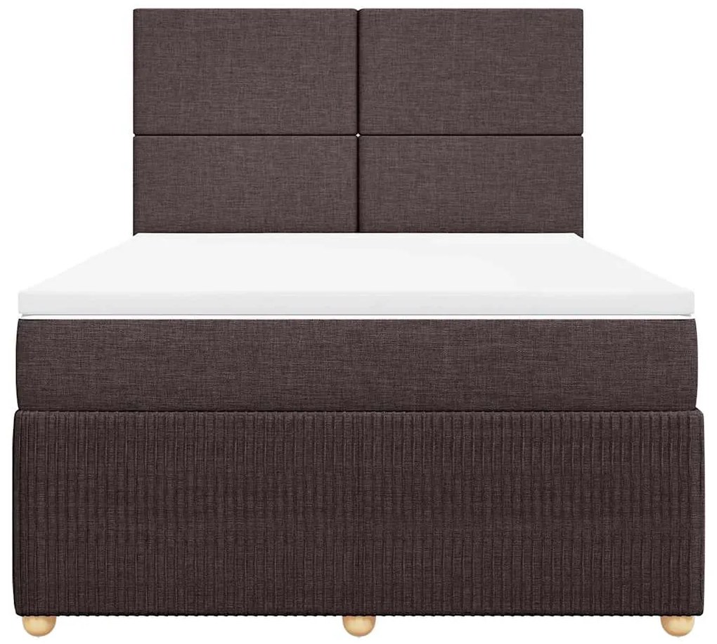 vidaXL Κρεβάτι Boxspring με Στρώμα Σκούρο Καφέ 140x190 εκ. Υφασμάτινο