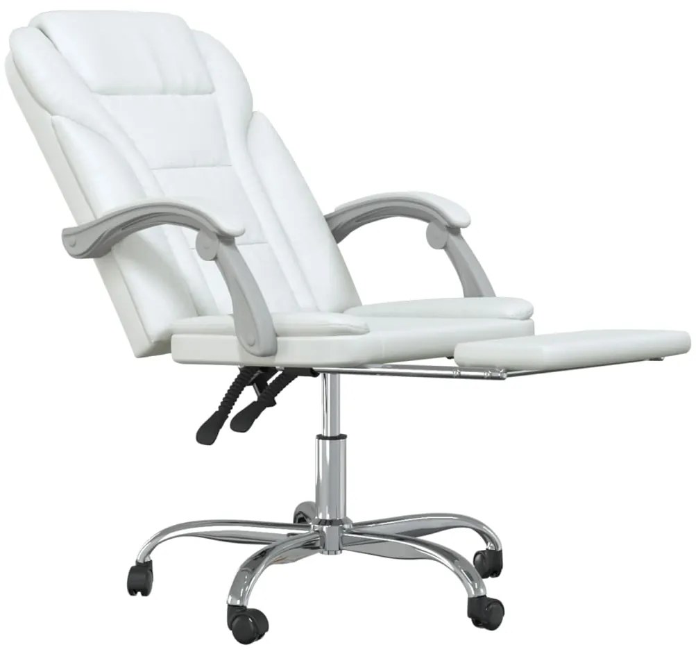 vidaXL Καρέκλα Γραφείου Ανακλινόμενη Λευκό Συνθετικό δέρμα