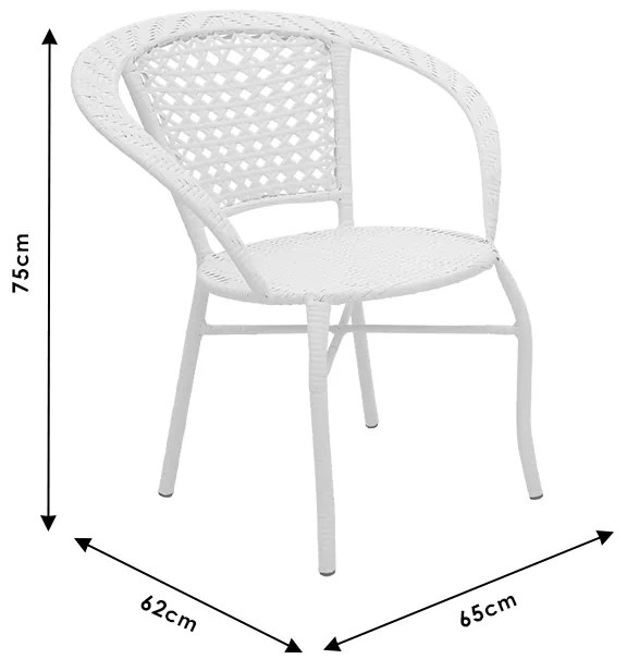 Σαλόνι Saylor pakoworld σετ 3τεμ μέταλλο-pe rattan λευκό (1 τεμάχια)