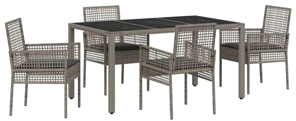 vidaXL Σέτ φαγητού για κήπο 5 pcs Γκρι Πολυ ράταν