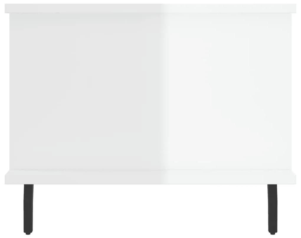 Τραπεζάκι Σαλονιού Γυαλ. Λευκό 90x50x40 εκ. Επεξεργ. Ξύλο - Λευκό