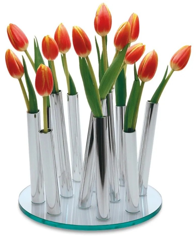 Βάζο Bouquet 123063 22,8x17,8cm Silver-Clear Philippi Aluminium, Glass