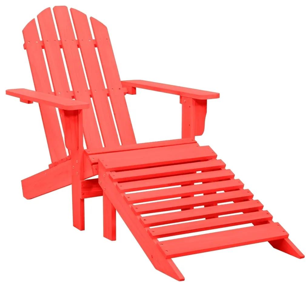 Καρέκλα Κήπου Adirondack με Υποπόδιο Κόκκινη από Ξύλο Ελάτης
