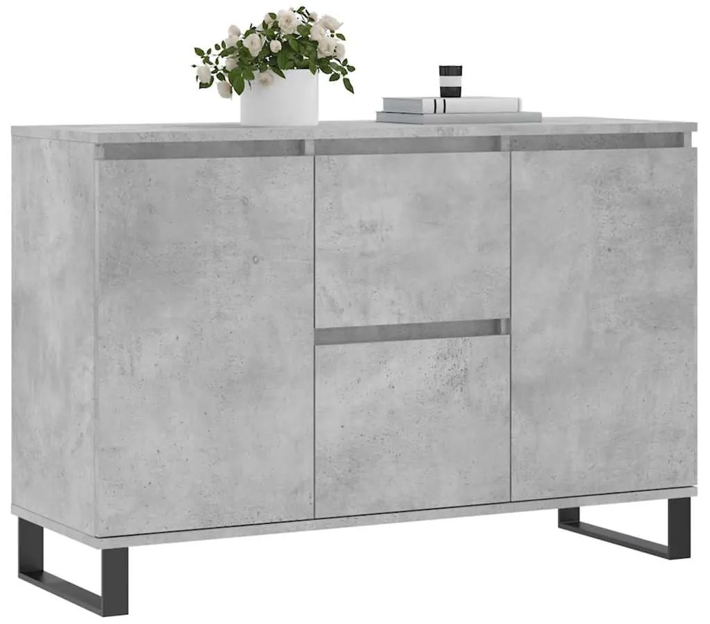 vidaXL Μπουφές Γκρι Σκυροδέματος 101,5x35x70 εκ. από Επεξεργασμένο Ξύλο