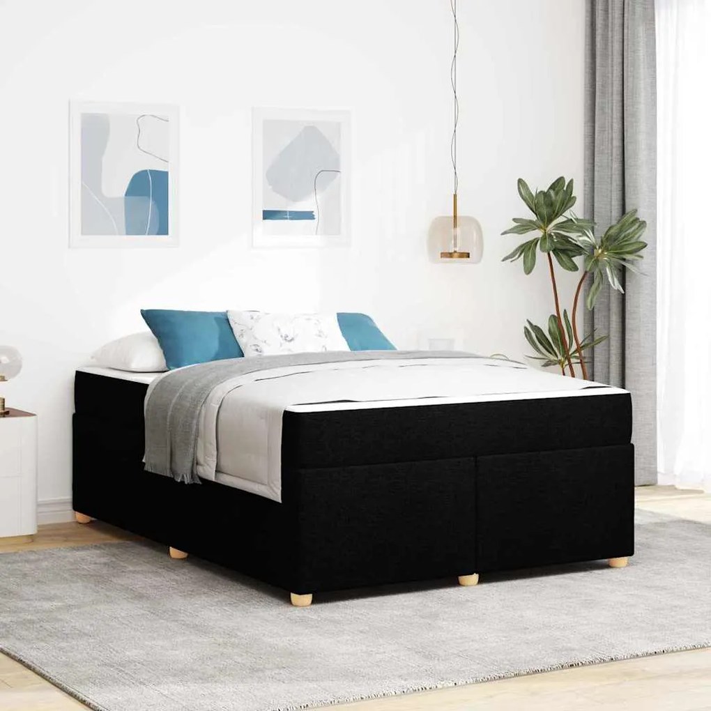 vidaXL Σκελετός κρεβατιού με στρώμα Μαύρο 140 x 200 cm ύφασμα