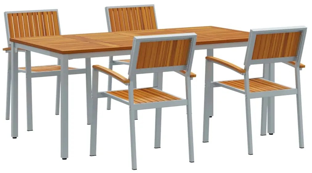 vidaXL Σέτ φαγητού για κήπο 5 pcs Γκρι και καφέ 180 x 90 x 75 cm
