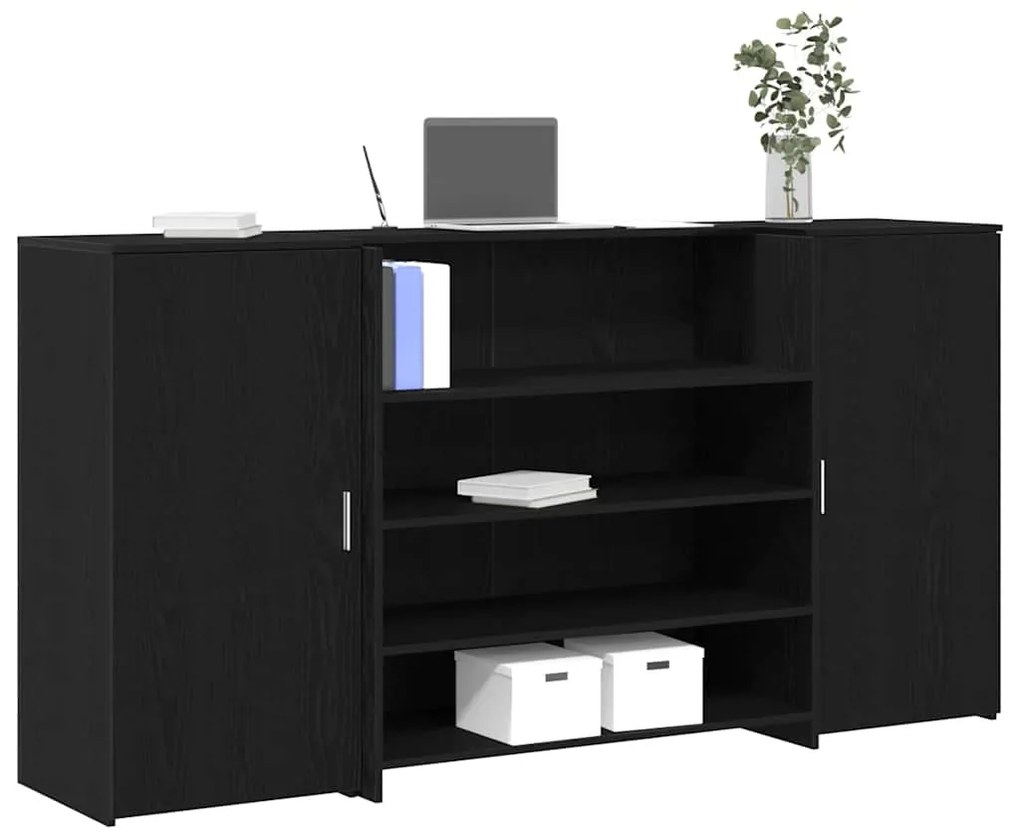 vidaXL Γραφείο υποδοχής Μαύρο Δρυς 200x50x103,5 εκ. Επεξεργασμένο Ξύλο