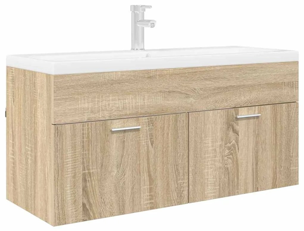 vidaXL Ντουλάπι νιπτήρα με αποθήκευση Δρύς Sonoma Επεξεργασμένο ξύλο