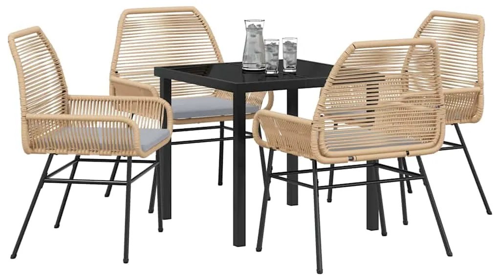 vidaXL Σέτ φαγητού για κήπο 5 pcs Καφέ συνθετικό ρατάν