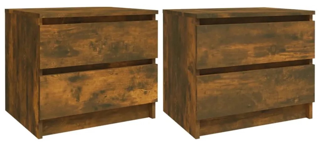 vidaXL Κομοδίνα 2 τεμ. Καπνιστή Δρυς 50x39x43,5 εκ. από Επεξεργ. Ξύλο