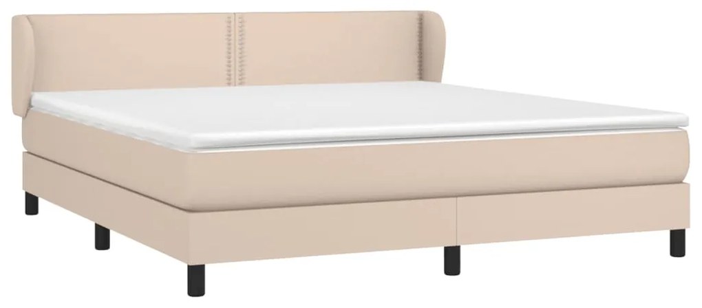 vidaXL Κρεβάτι Boxspring με Στρώμα Καπουτσίνο 180x200 εκ. Συνθ. Δέρμα