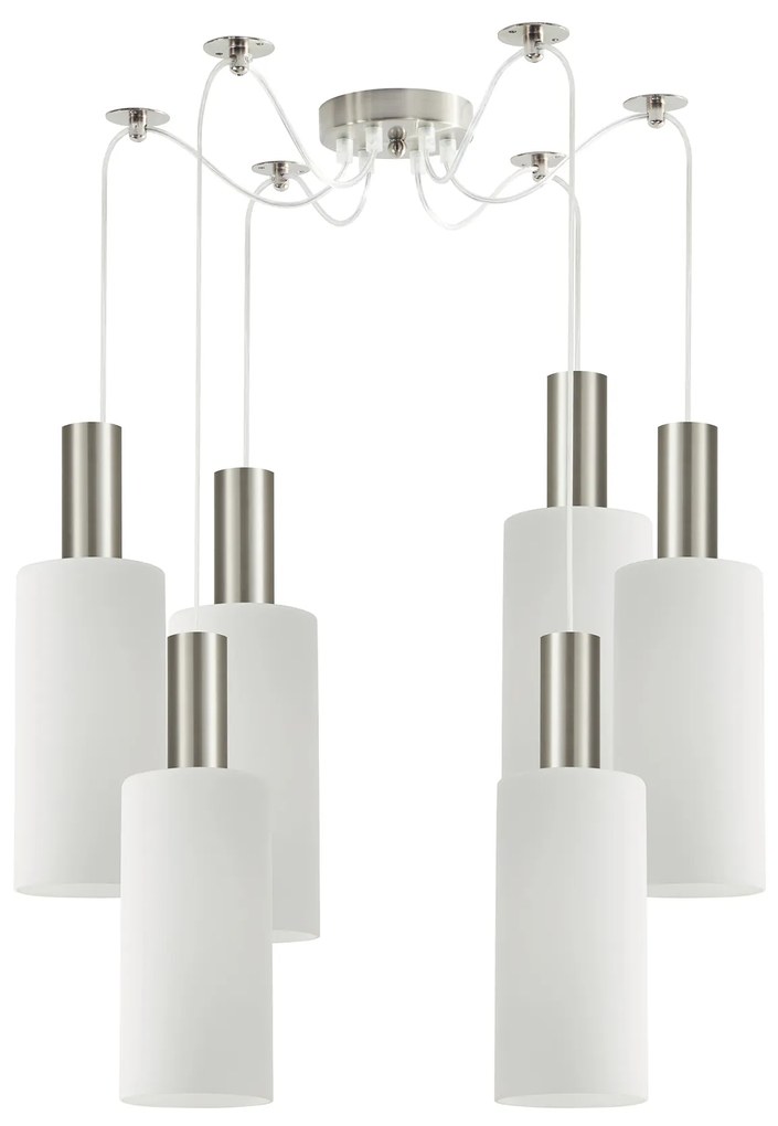 Φωτιστικό Οροφής  SE21-NM-4-NM6-GL3 ADEPT TUBE Nickel Matt Pendant White Glass+ - 51W - 100W - 77-8471