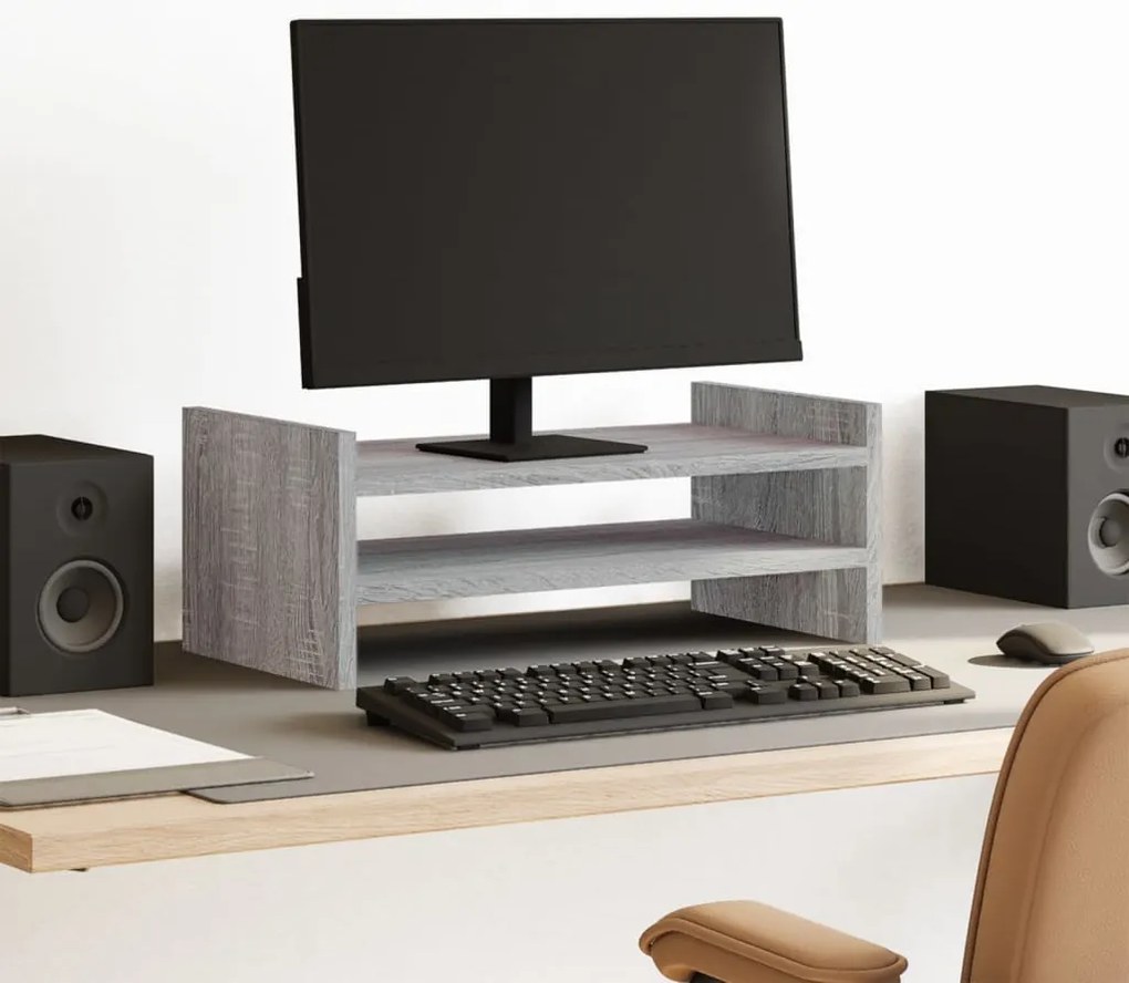 vidaXL Βάση Οθόνης Γκρι Sonoma 50x27x20 εκ. από Επεξεργασμένο Ξύλο
