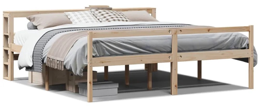 vidaXL Κρεβάτι Ηλικιωμένου με Κεφαλάρι 200 x 200 εκ. Μασίφ Ξύλο Πεύκου