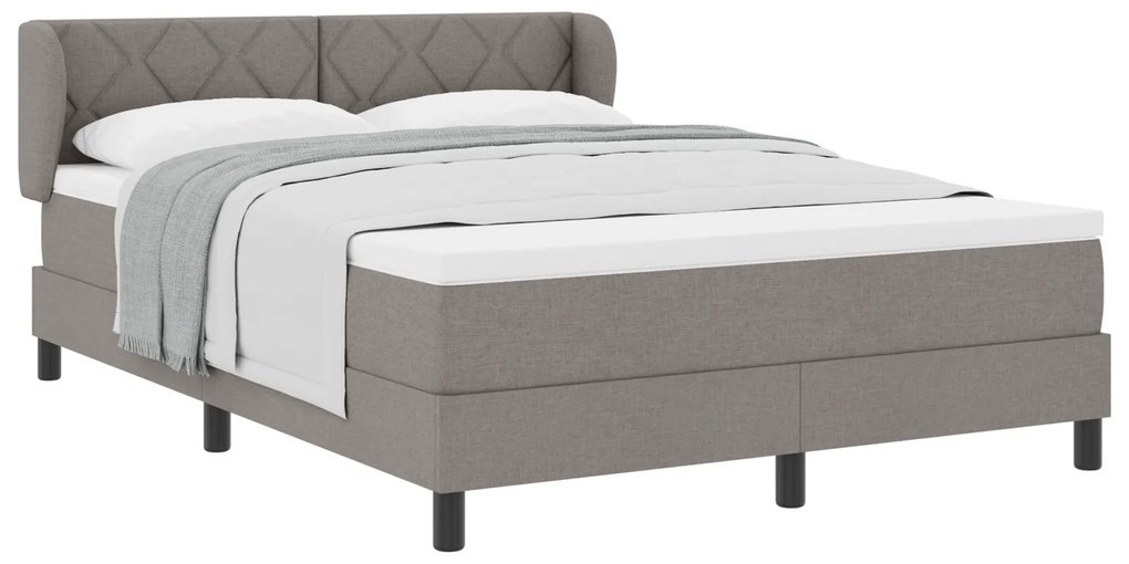vidaXL Κρεβάτι με Στρώμα Ταπέ Μπεζ 160x200 εκ Υφάσματος