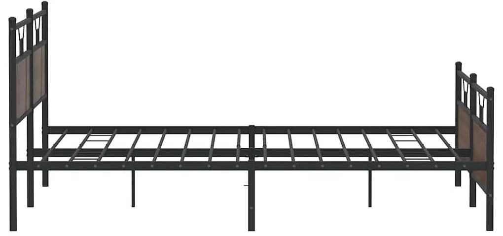 vidaXL Σκελετός Κρεβ. Χωρίς Στρώμα Καφέ Δρυς 193x201 εκ. Μεταλλικό