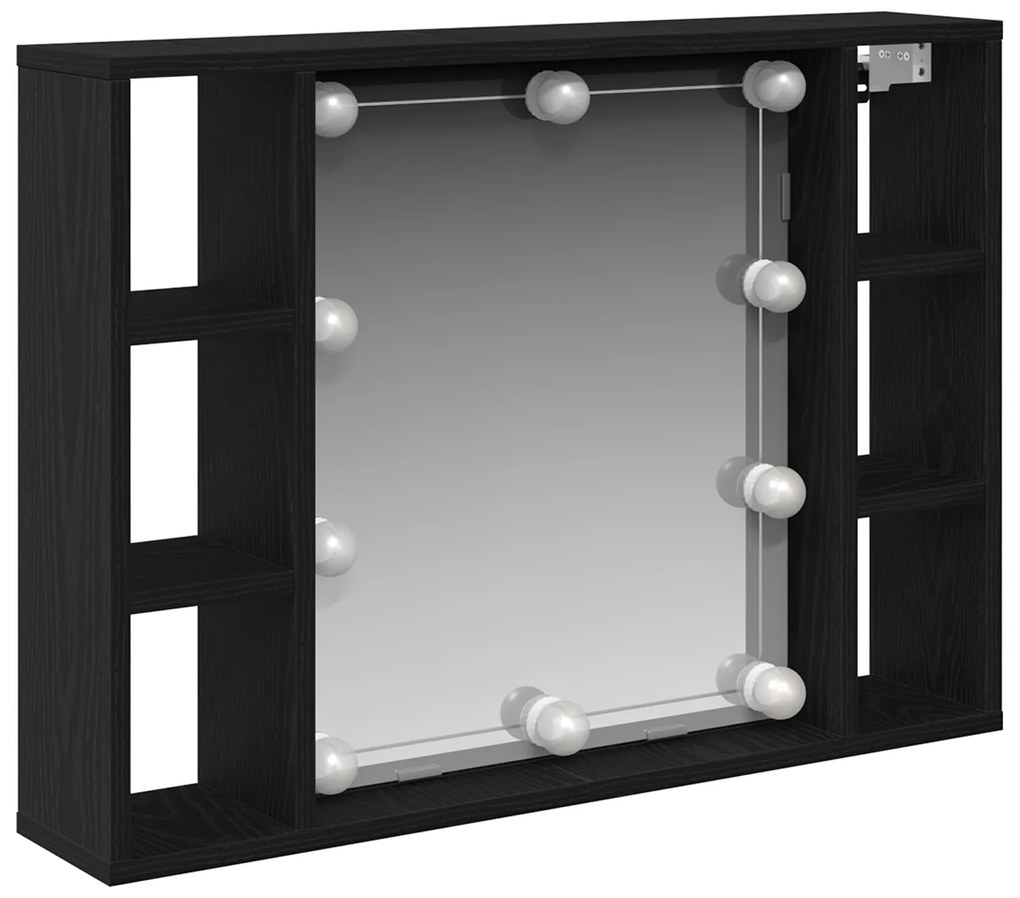 vidaXL Καθρέφτης Ντουλάπι LED - Μαύρη Δρυς - 76x15x55 εκ. - Κατασκευασμένο από Επεξεργασμένο Ξύλο